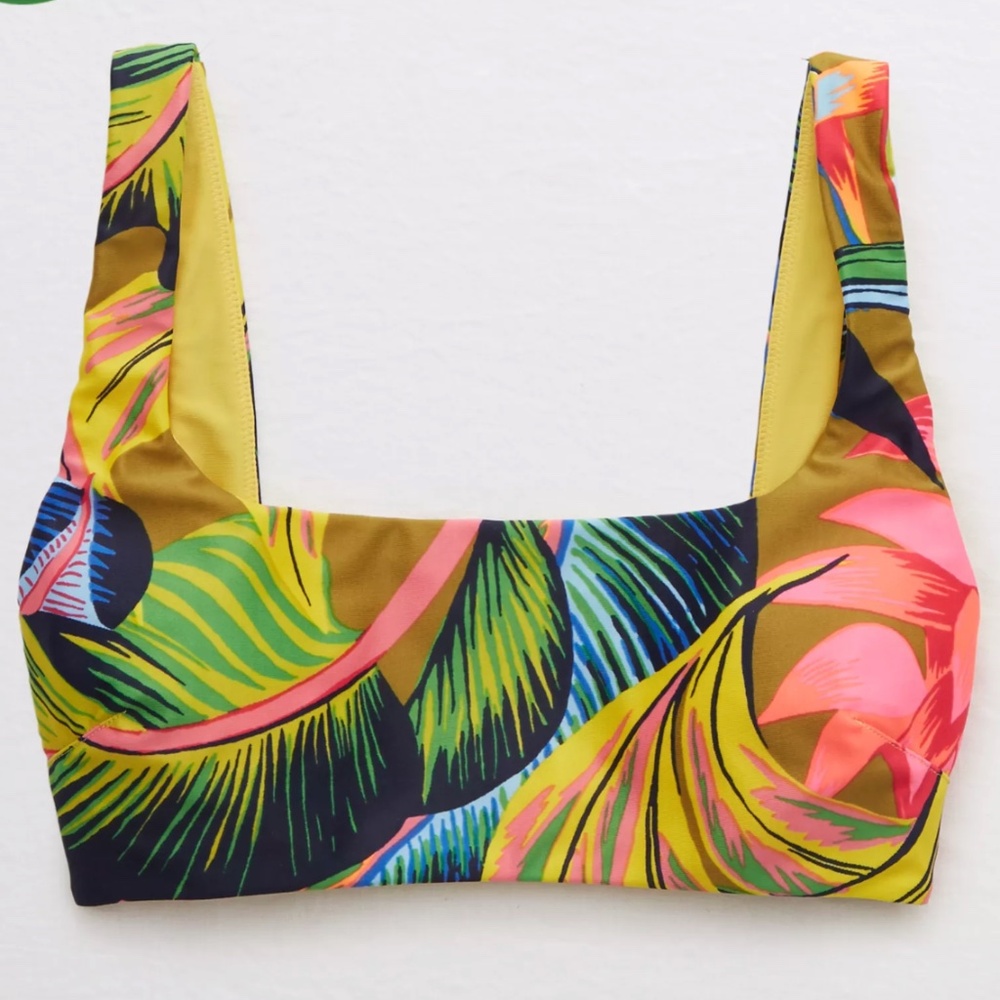 NWT American Eagle Aerie Tropical Wide Strap Scoop Bikini Top